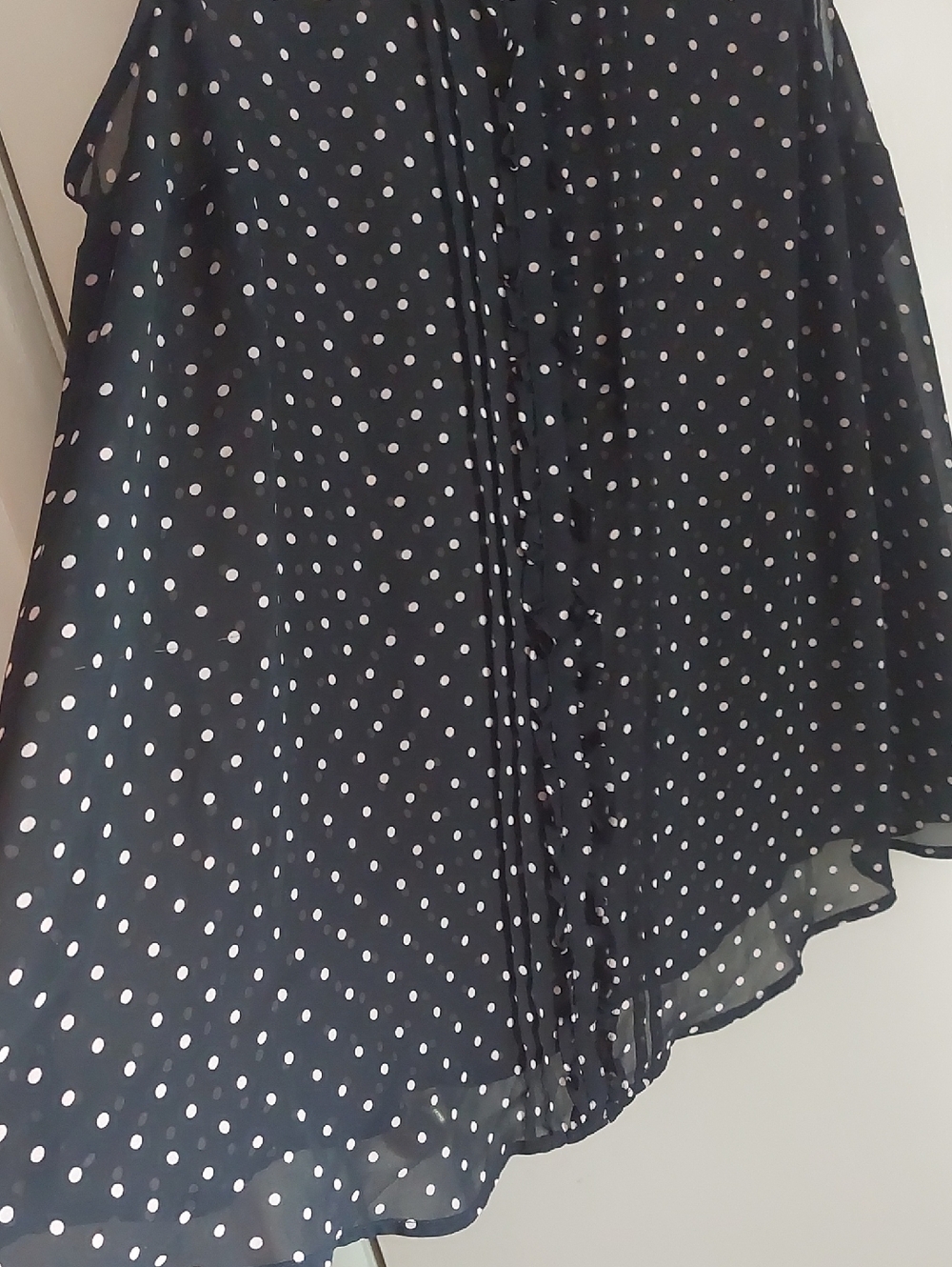 Torrid Black Polka Dot Sleeveless Sheer Ruffle Blouse Plus Sz 2 - Picture 11 of 15